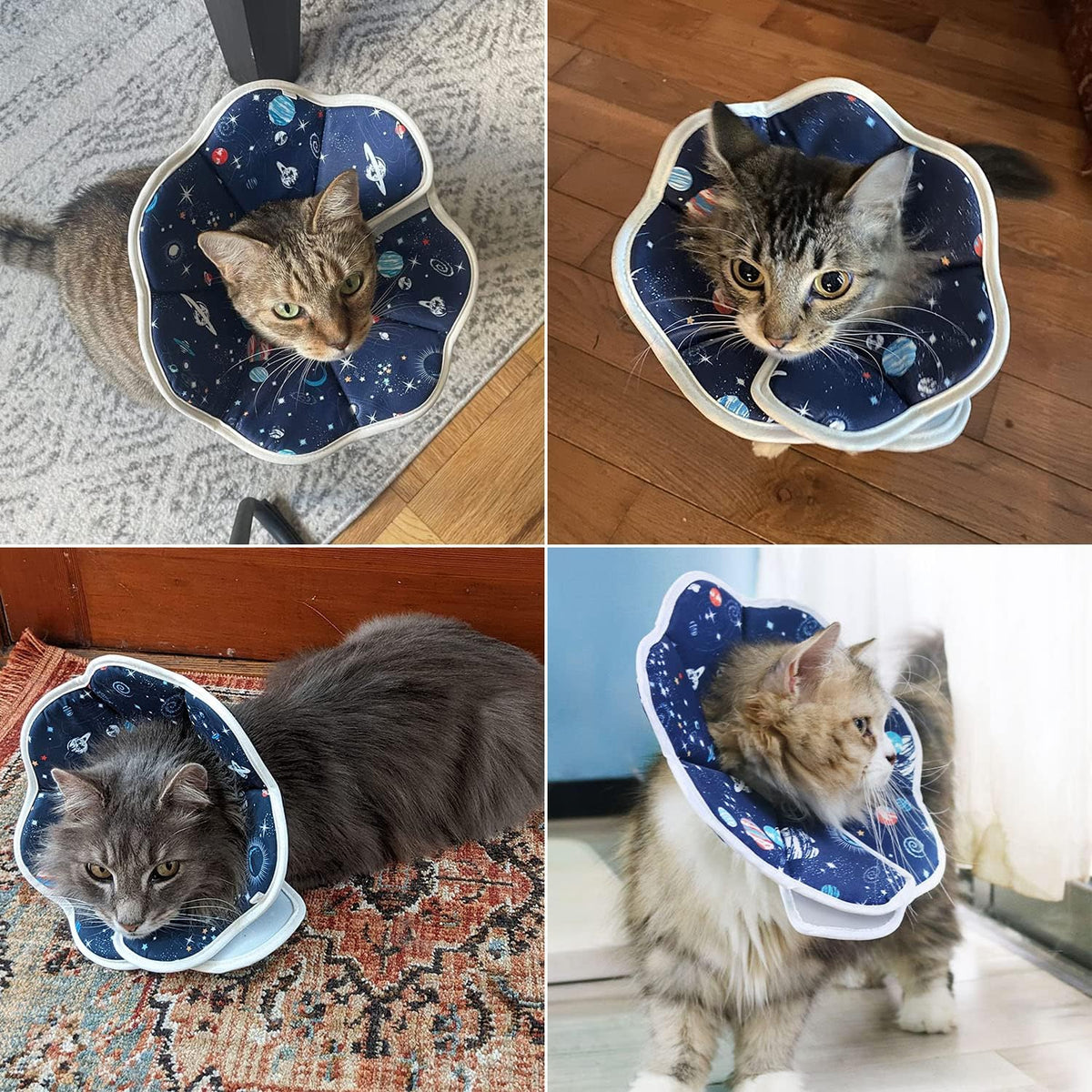 Soft Cat Cone, Adjustable Recovery Collar After Surgery to Prevent Licking Wound, Protective Cat Neck Cone, Comfortable Pet Elizabethan Collar for Cats Kittens and Puppies (M)