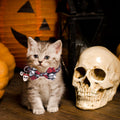 ADOGGYGO Halloween Cat Collar with Bow Bell, Skull Cat Bow Tie Collar
