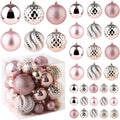 Christmas Balls Ornaments -36pcs Shatterproof Christmas Tree Decorations with Hanging Loop for Xmas Tree Wedding Holiday Party Home Decor,6 Styles in 3 Sizes(Rose Gold)