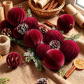 Thewe 40Pcs Velvet Shatterproof Christmas Ball Ornaments Set，Burgundy