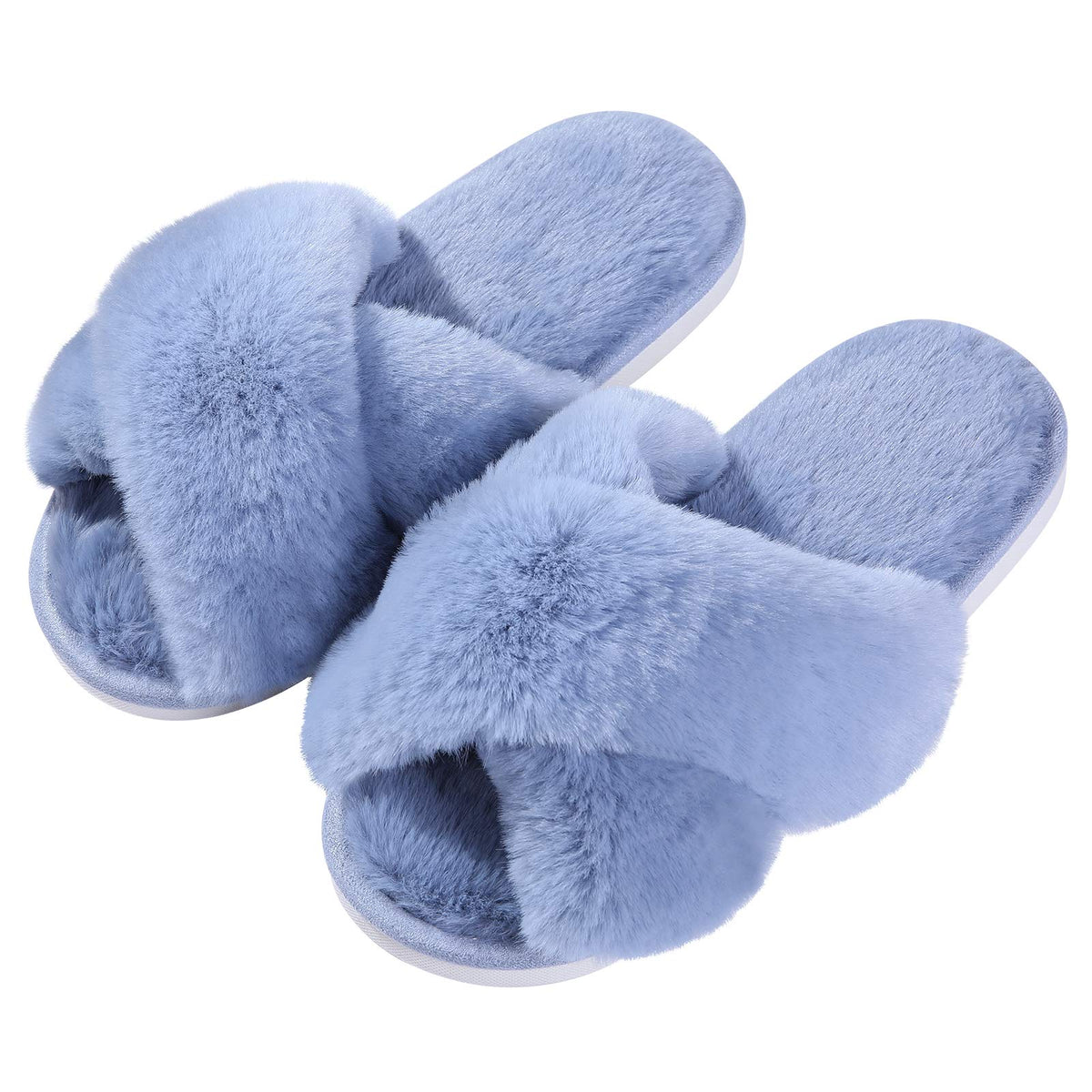 Evshine Memory Foam Fuzzy House Slippers for Women