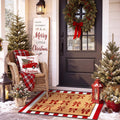 Tinideya 2 23.6 X 35.4 Inches Plaid Ghost Red Brown | Layered Coir Doormat Set, Non Slip Backing for Outdoor Entryway, Buffalo Plaid Seasonal Design, Front Porch Home Decor