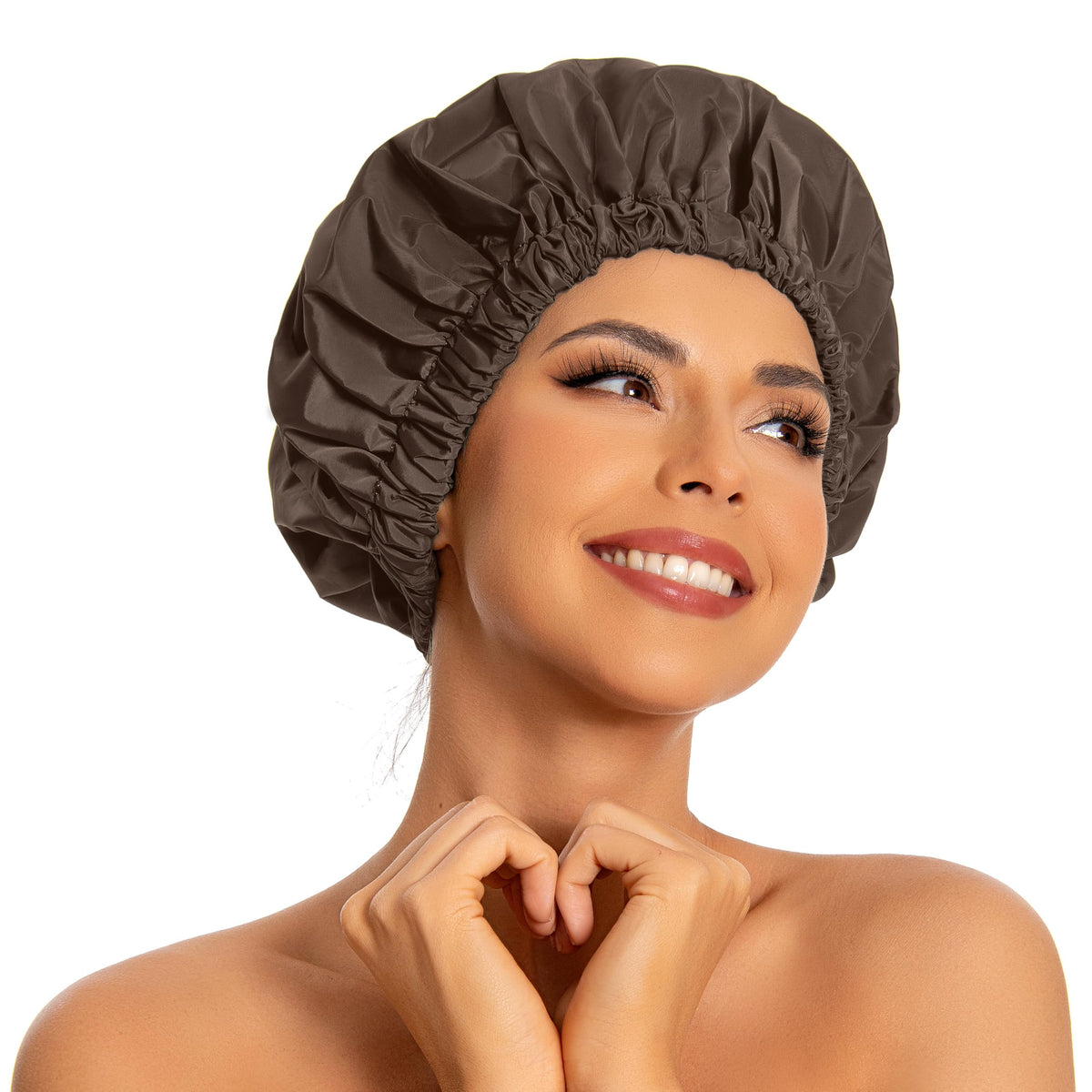 Edoneery Reusable Shower Caps for Women, Waterproof Long Hair Bonnet | Washable Design, Wide Elastic Band, Large Fit, Holds Long Hair, Braids Friendly, Bath Accessories, Spa, Travel