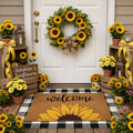 Tinideya 2 23.6 X 35.4 Inches Plaid Ghost Red Brown | Layered Coir Doormat Set, Non Slip Backing for Outdoor Entryway, Buffalo Plaid Seasonal Design, Front Porch Home Decor