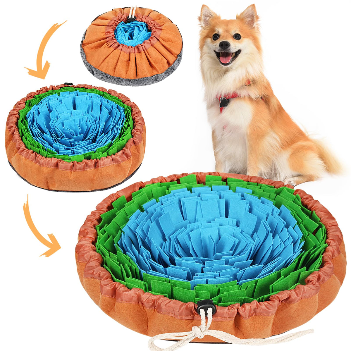 Vivifying Snuffle Mat for Dogs, Interactive Sniff Mat for Slow Eating and Keep Busy, Adjustable Dog Digging Toys Encourages Natural Foraging Skills and Mental Stimulation