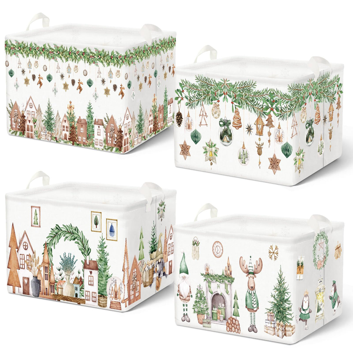 4 Pcs Thanksgiving Storage Basket Empty with Handles, Large Fabric