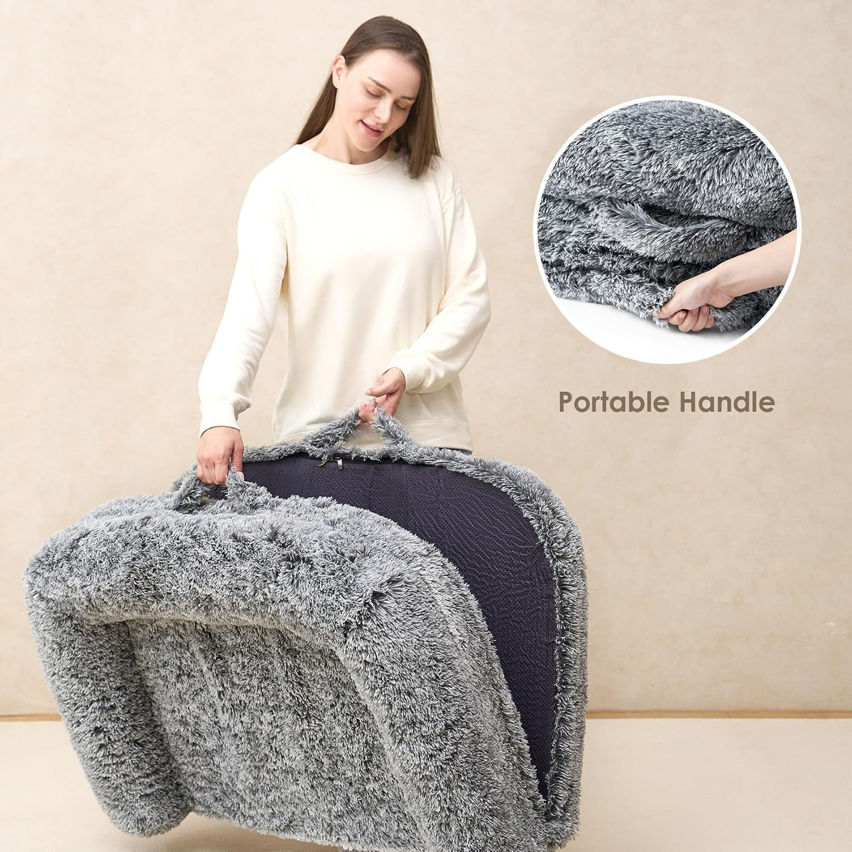 EHEYCIGA Orthopedic Foldable Human Dog Bed - 72x44x11, Grey