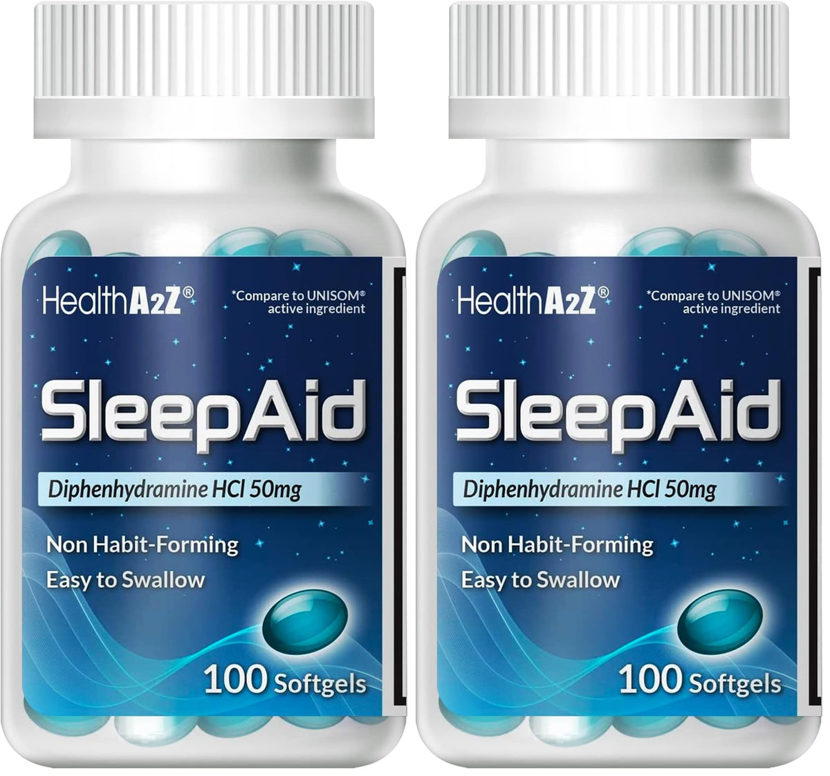 HealthA2Z® Sleep Aid, Diphenhydramine HCl 50mg Softgels, 250 Count
