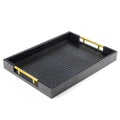 ATZYmolin 17"x12" Leather Serving Tray, Gold Handle Vanity Platter, Beige