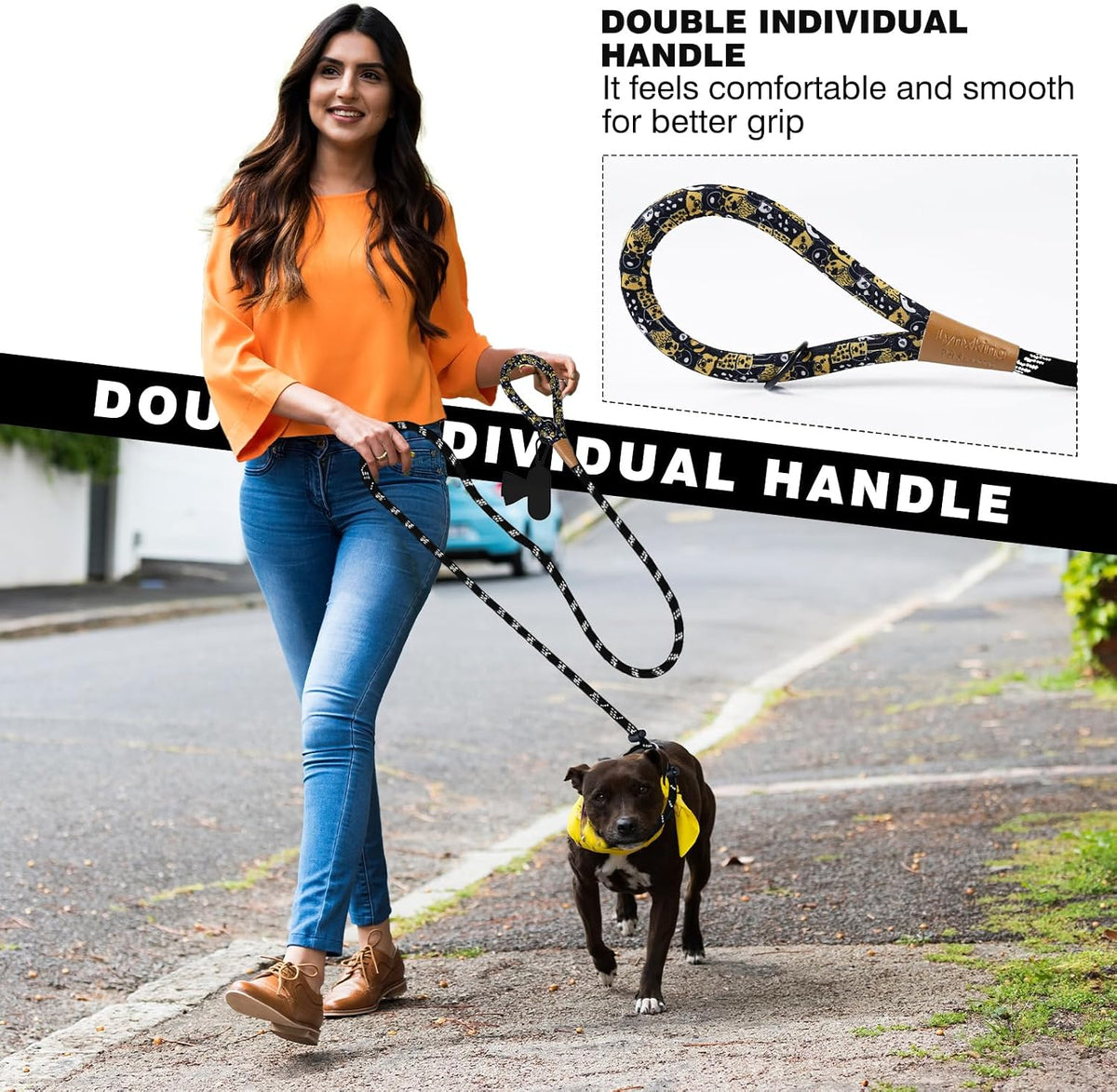 lynxking Slip Lead Dog Leash Reflective, Heavy Duty Comfortable Strong Rope for Large Medium Small Dogs No Pull Pet Training (Black, Large 1/2in x 6ft-Slip Lead)
