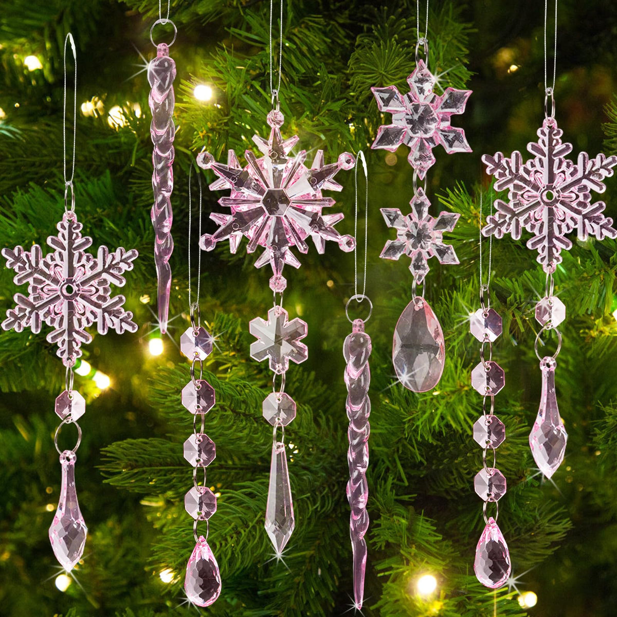 Crystal Ornaments for Christmas Tree Winter Wonderland Decorations