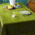 GLORY SEASON Velvet Tablecloth Luxurious Solid Rectangle Table Cloth,Oblong Retro Farmhouse Ruffle Tablecloths Washable Table Cover for Party Olive Green,52x70 Inches