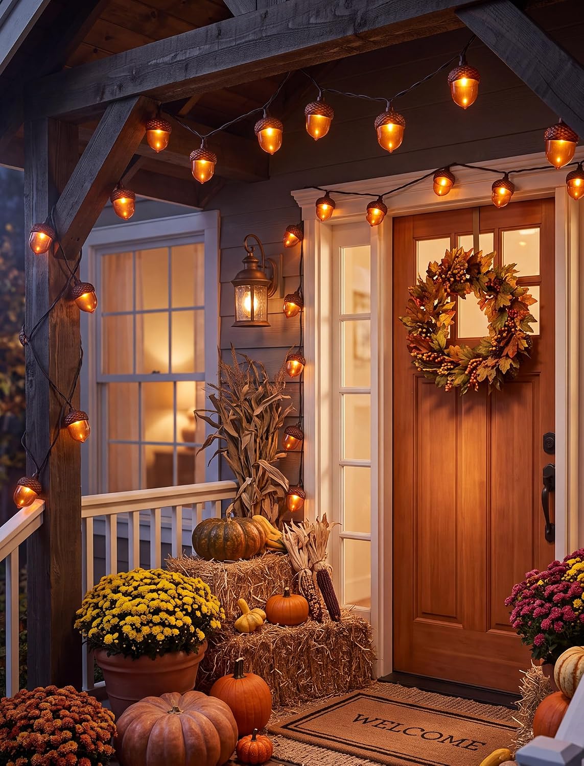 8.5 FT Fall String Lights with 10 LED 3D Acorn Plug in Autumn Décor Lights