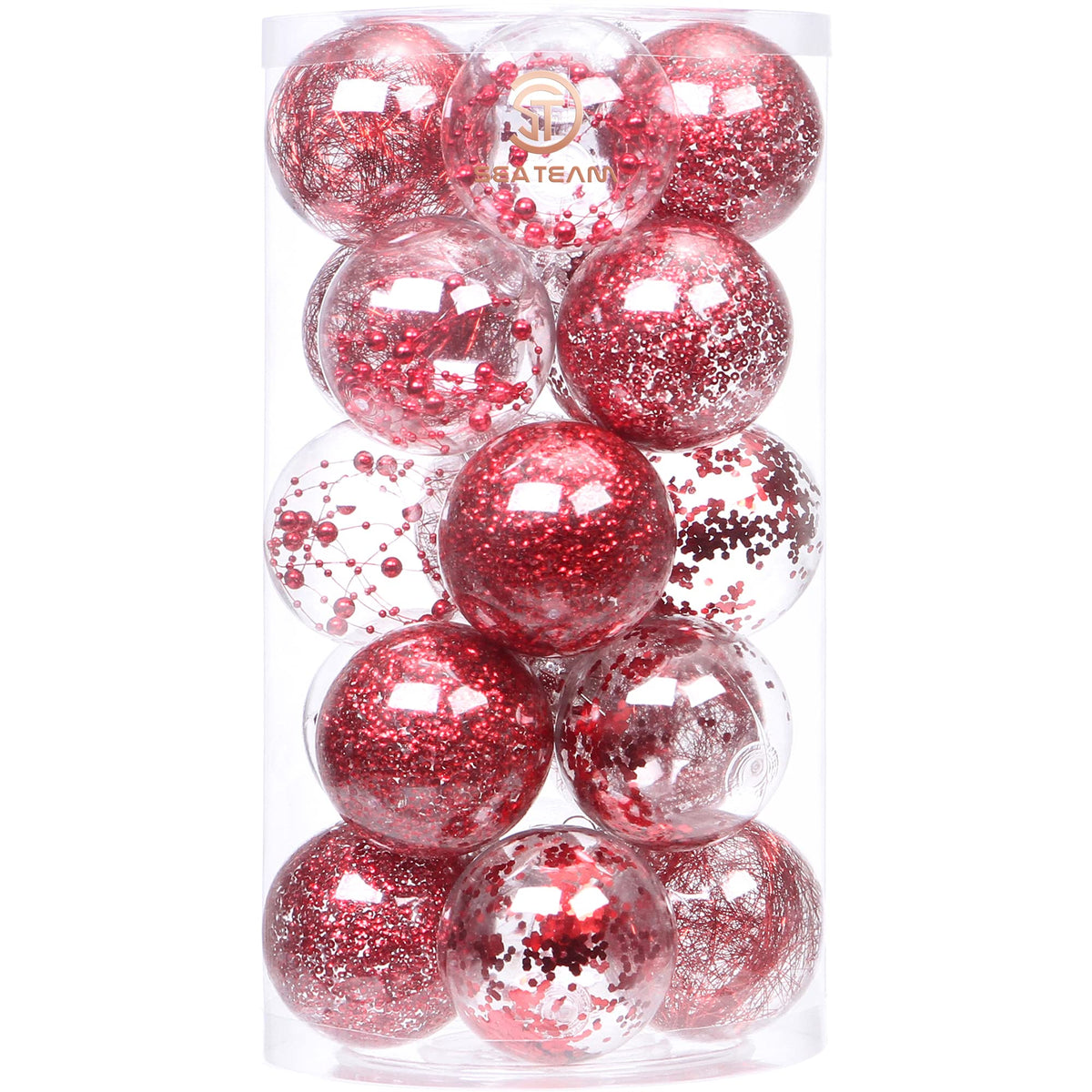 Sea Team 30-Pack Clear Christmas Ball Ornaments with Fillers, Champagne