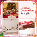 4 Pcs Christmas Reindeer Figurine Ornaments with Branch Wreath Transparent