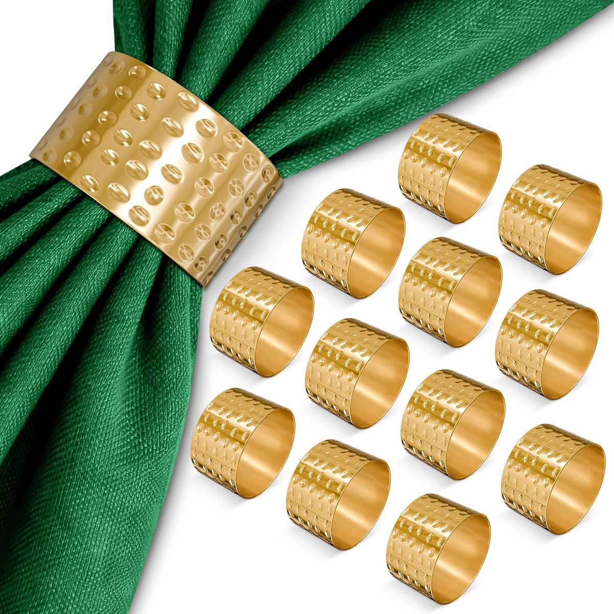 Thanksgiving Napkin Rings Set of 12 Gold Leaf, Christmas Napkin Rings