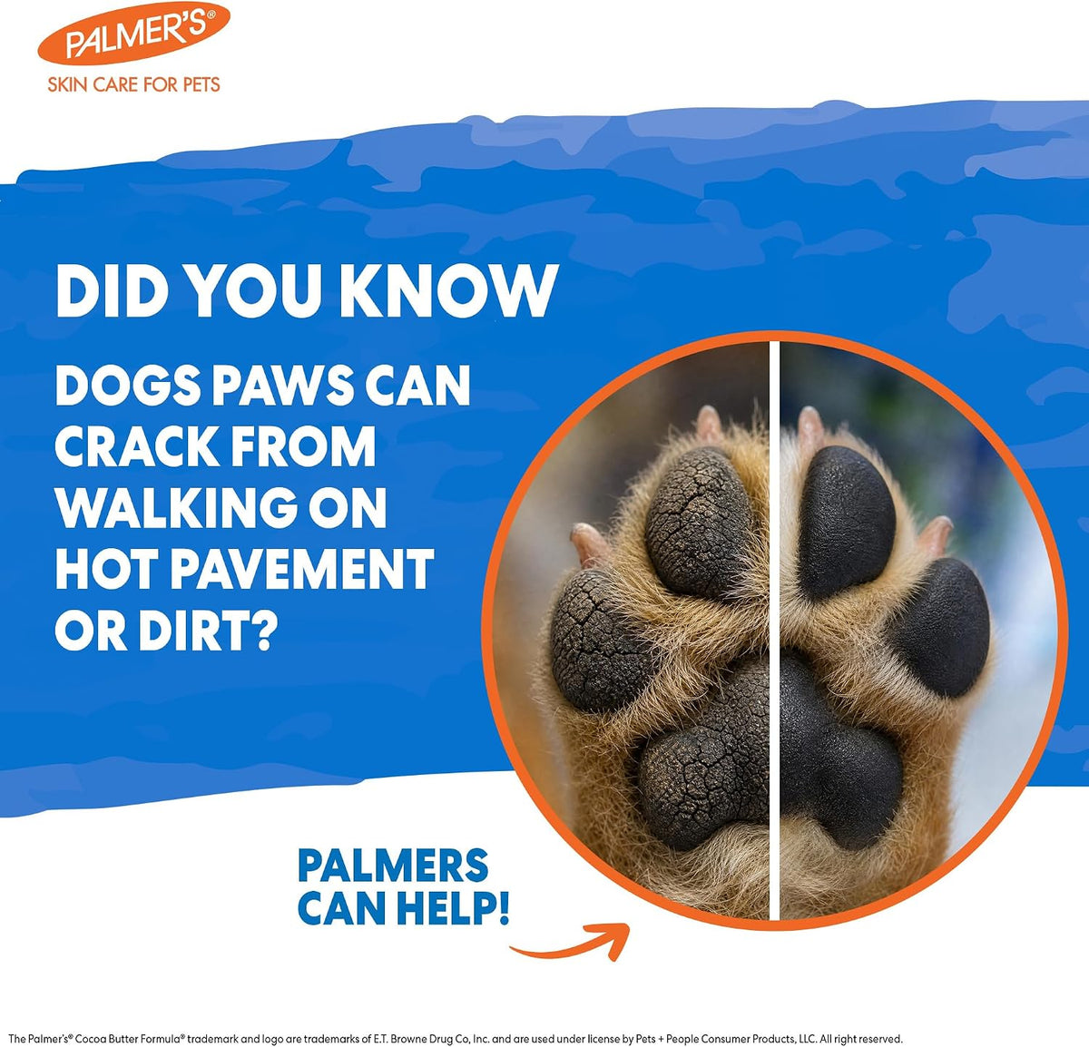 Palmer's for Pets Cocoa Butter Paw Pad and Nose Balm for Dogs, Fragrance Free Dog Skin Soother with Vitamin E for Dry Paws and Noses, Plant Based Formula, 3.5 Oz
