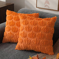 DFXSZ Fall Pillow Covers 18x18 2Pcs Rust Pumpkin Fall Decorations for Home | Fall decor Set of 2 Throw Pillow Cases Soft Plush Faux Fur Wool Couch Cushion for Chair Sofa Bedroom Living Room Home Decor