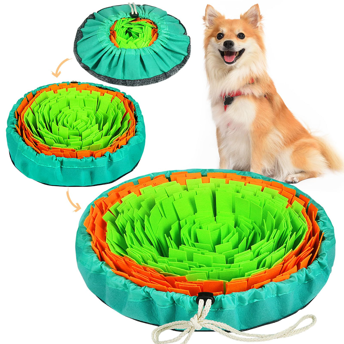 Vivifying Snuffle Mat for Dogs, Interactive Sniff Mat for Slow Eating and Keep Busy, Adjustable Dog Digging Toys Encourages Natural Foraging Skills and Mental Stimulation
