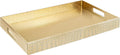 Home Redefined 17.5"x12" Gold Glossy Crocodile Faux Leather Serving Tray Beautiful Modern Elegant Decorative Tray with Handles Ottoman Coffee Table Tray for All Occasion's