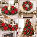 6 Pack Poinsettias Artificial Christmas Flowers Fake Red Poinsettias Flower