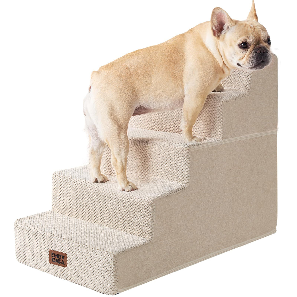 EHEYCIGA Dog Stairs for Bed 18" H, 4-Step Dog Steps for High Bed, Pet Steps for Small Dogs and Cats, Non-Slip Balanced Pet Ramp Indoor, Grey