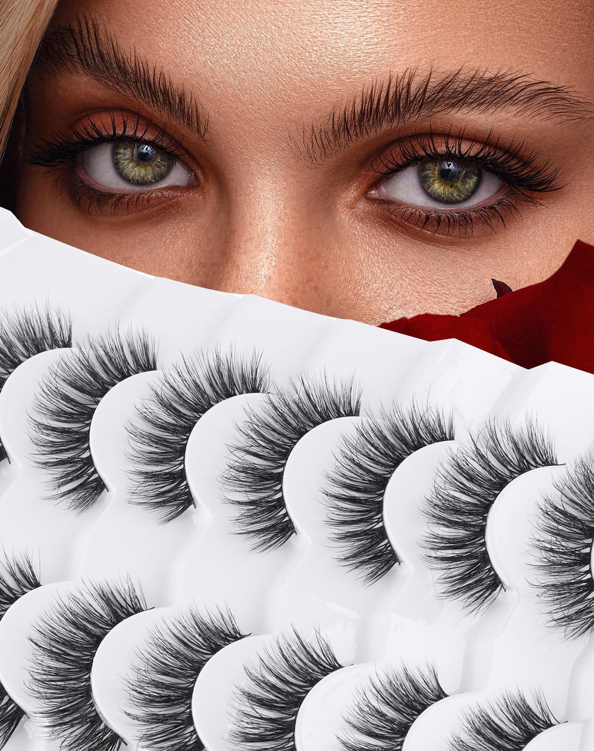 Natural Lashes That Look Like Extensions Strip Lashes Natural Look Thin Band Wispy Eyelashes 13mm Cat Eye False Eyelashes Foxy Eye Lashes 12 mm 7 Pairs S10