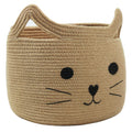 Small Woven Rope Storage Basket, Cute Cat Toy Basket for Living Room, Baby Baskets for Nursery, Gift Baskets Empty for Baby Shower, Grey, 9.8 x 4 inches
