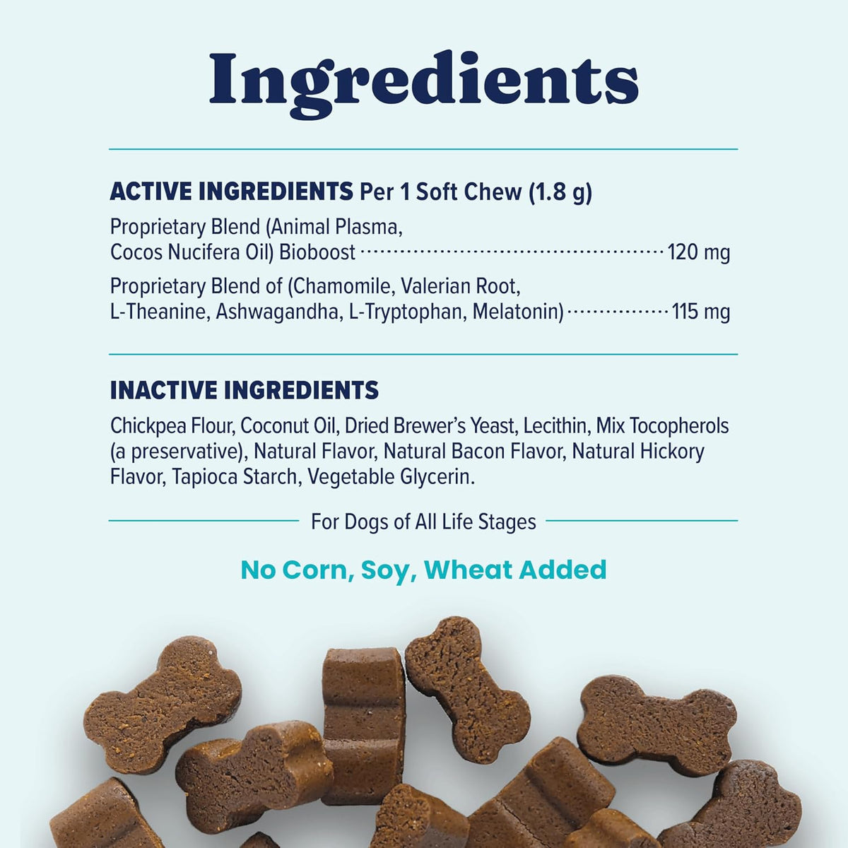Solid Gold Calming Chews for Dogs - Dog Calming Chews w/Melatonin for Separation, Stress & Hyperactivity Relief - Supports Relaxation for Travel, Fireworks & Storms - All Ages & Sizes - Bacon 120ct