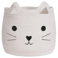 VK VK·LIVING Animal Baskets Large Woven Cotton Rope Storage with Cute Cat Design Laundry Organizer for Towels, Blanket, Toys, Clothes, Gifts – Cat Toy Box Pet or Baby Gift Baskets 15"Lx14H"