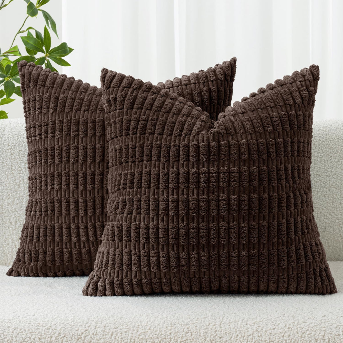 MIULEE Fall Decorative Throw Pillow Covers 18x18 Dark Rust Pack of 2