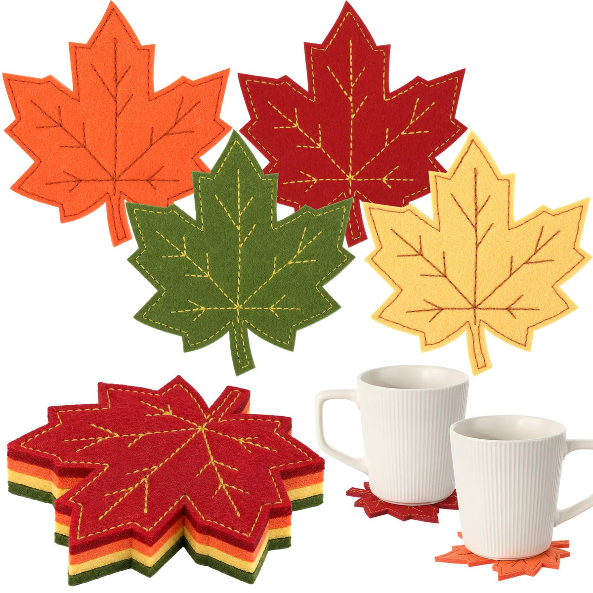 8 Thanksgiving Coasters Handmade Coasters, Leaf