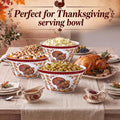 3 Pcs 10" Thanksgiving Serving Bowls, Turkey Print
