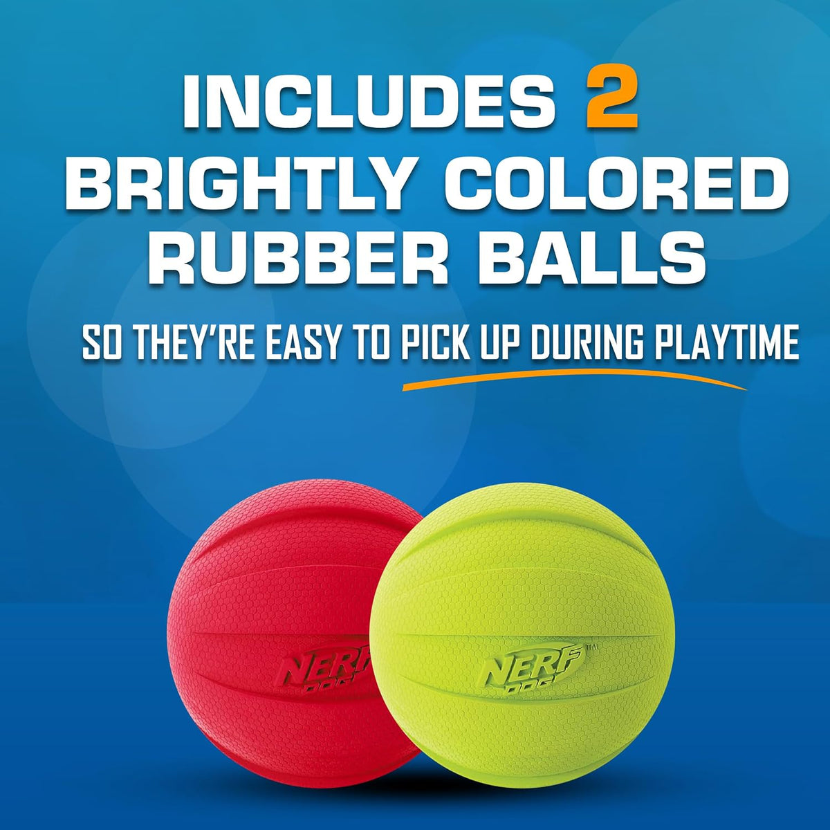 Nerf Dog Classic Squeak Ball Outdoor Dog Toy, 3.8 Inch Dog Ball Fetch Toy, Squeaking Toy for Medium and Large Breeds, Green/Red, 2 Count