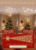 Brightown 12" Gold Christmas Star Tree Topper, Rotating Snowflake Projector