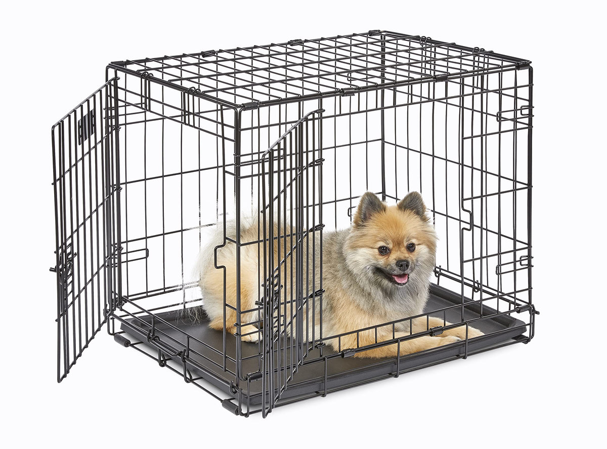 MidWest Homes for Pets 30-Inch iCrate for Medium Breeds, 21-40 lbs, Single Door Folding Dog Crate with Divider Panel, Leak-Proof Tray & Secure Latch, Portable, Durable & Easy to Assemble