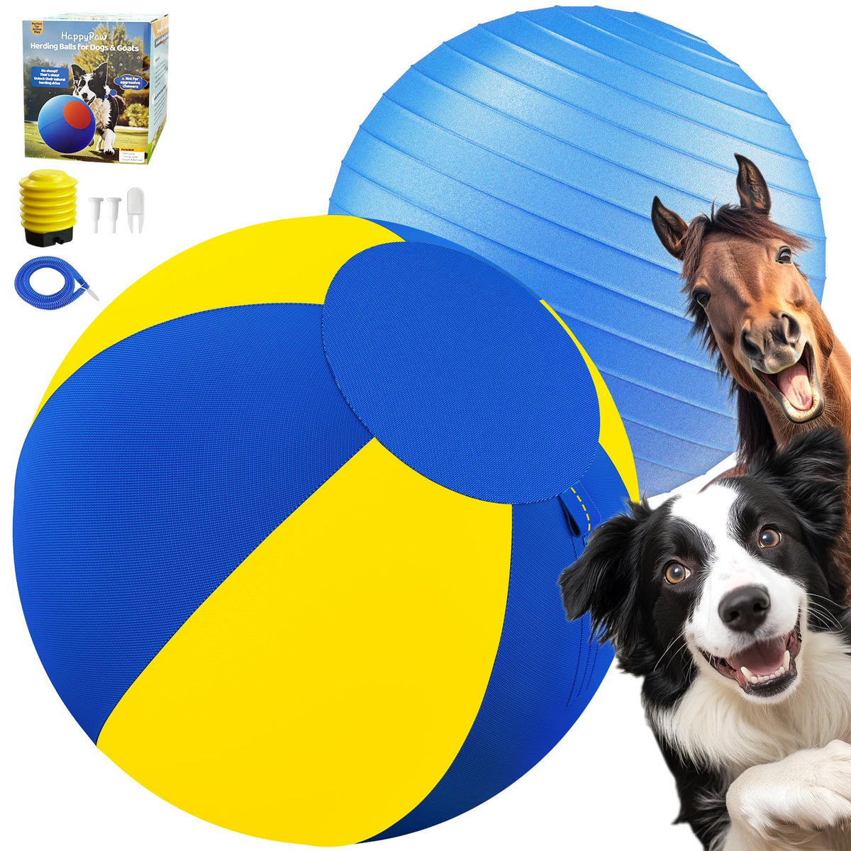 Happypaw 3.0 2026 Upgrade 18'' Herding Ball for Dogs – Enhanced Chew Resistance & Heavy-Duty Material, Dog Toy Agility Equipment for Australian Shepherds,Collies, Includes 5 Repair Patches