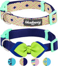 Blueberry Pet Pack of 2 Multiple Patterns Mix and Match Stunning Diamonds Adjustable Dog Collar with Detachable Green Bow Tie, Small, Neck 12"-16"