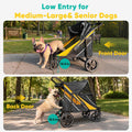 Petbobi Dog Stroller for Large & Medium Dogs - Easy Fold Dual Entry Pet Stroller with One-Foot Brake, All Terrain Wagon Cart with Air Mesh, Ideal for Large Senior Pets up to 80 lbs, Black