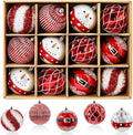 JORNOY 12CT 3.12-Inch Christmas Balls Ornaments for Tree, Red & White
