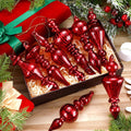 Mifoci 8 Pcs 6 Inch Mercury Glass Finial Christmas Ornaments,Red