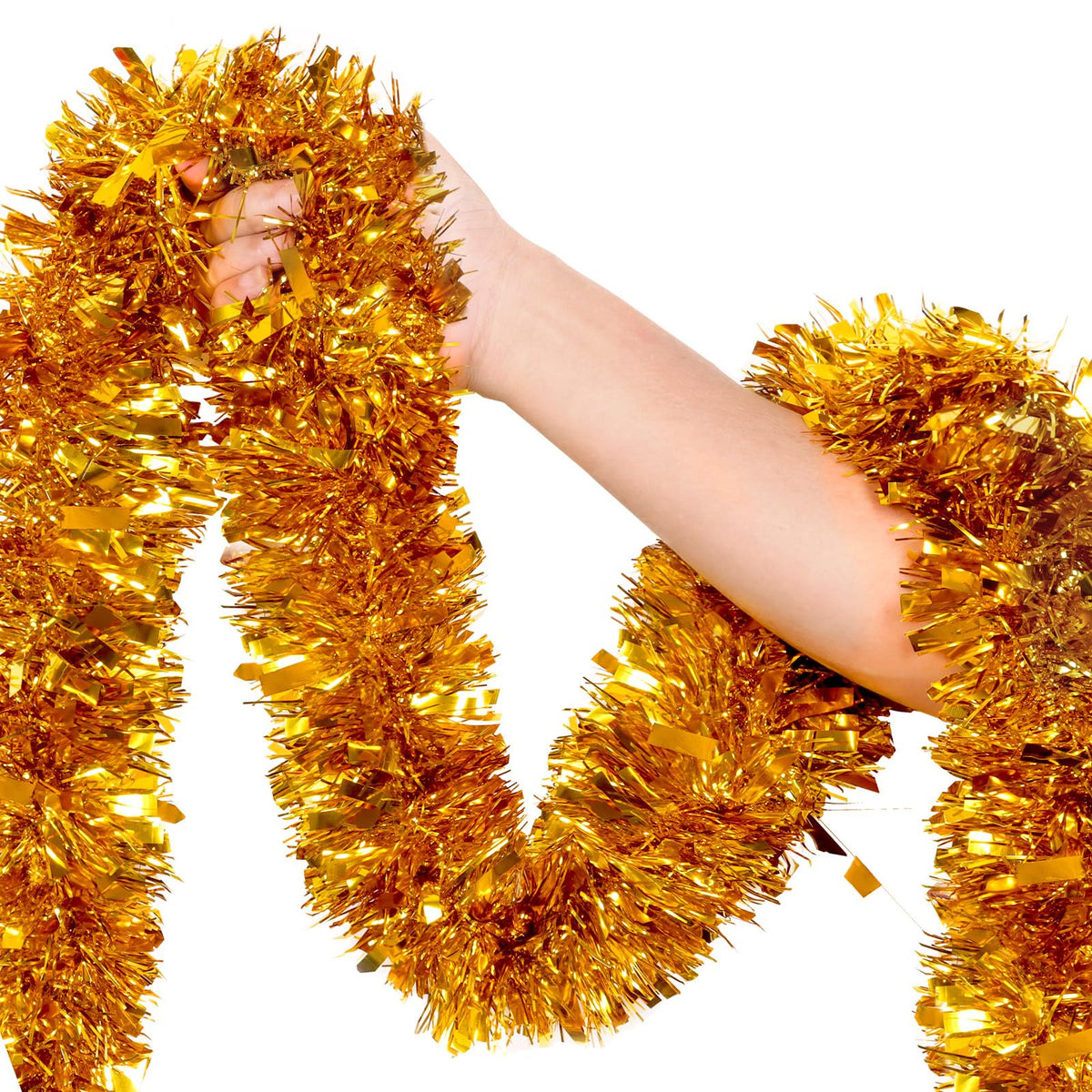 50Ft Red Christmas Garland Decorations,Xams Tinsel Stems Non-Lit Soft Twist Garland Decor for Tree Stairs Railing Front Door Mantle Fireplace Indoor Outdoor Holiday Home