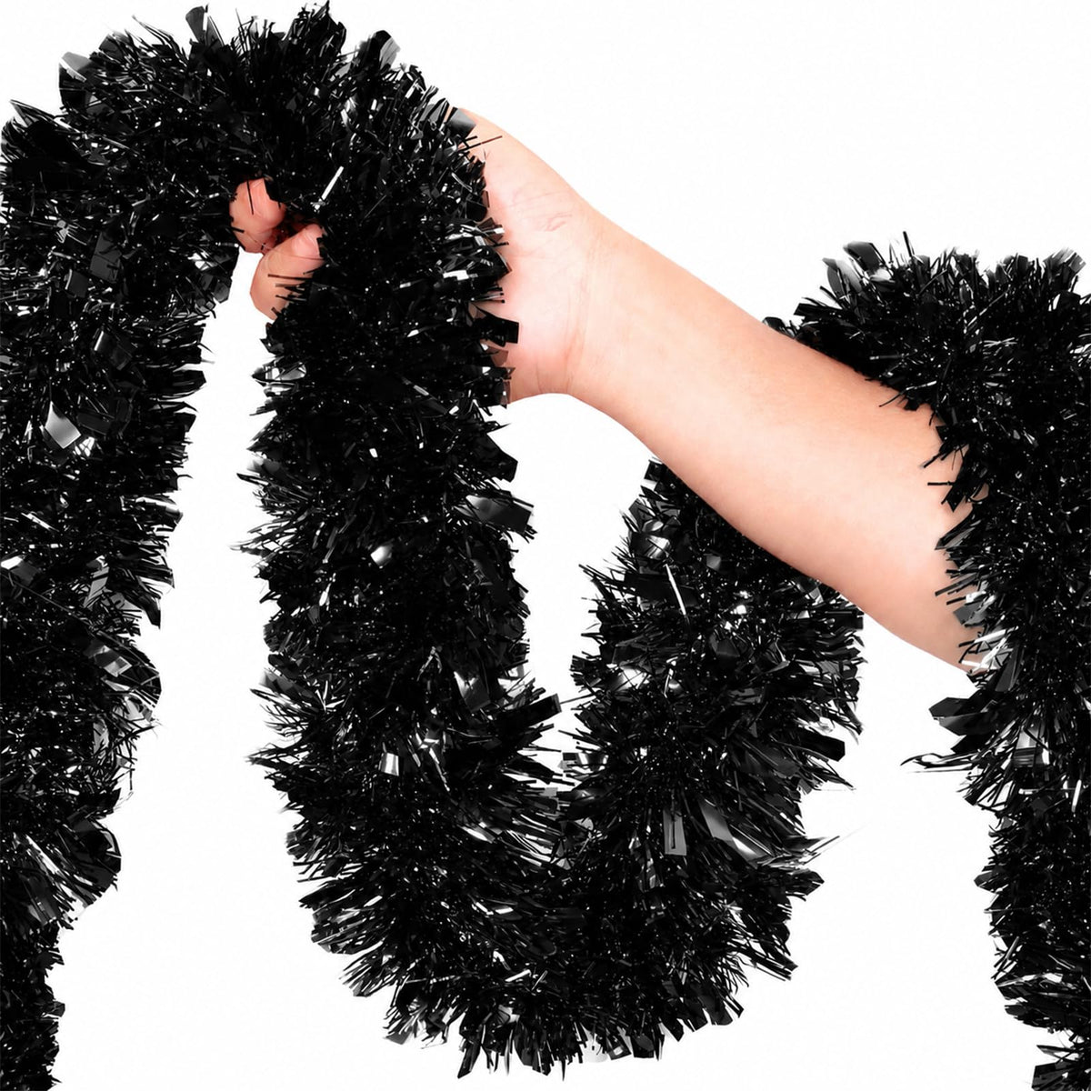 50Ft Red Christmas Garland Decorations,Xams Tinsel Stems Non-Lit Soft Twist Garland Decor for Tree Stairs Railing Front Door Mantle Fireplace Indoor Outdoor Holiday Home
