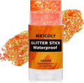 MEICOLY Orange Face Glitter Stick,Halloween Hair Glitter Stick for Women,Autumn Sparkle Orange Accessories Body Glitter Makeup,Waterproof Fall Face Glitter for Party Rave Festival