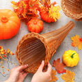 Dandat 1 Pcs Fall Cornucopia Basket Centerpiece 13.78 Inch, Imitation Vine