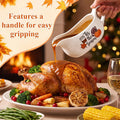 2 Pcs 17oz Thanksgiving Gravy Boat with Saucer Set, Ceramic