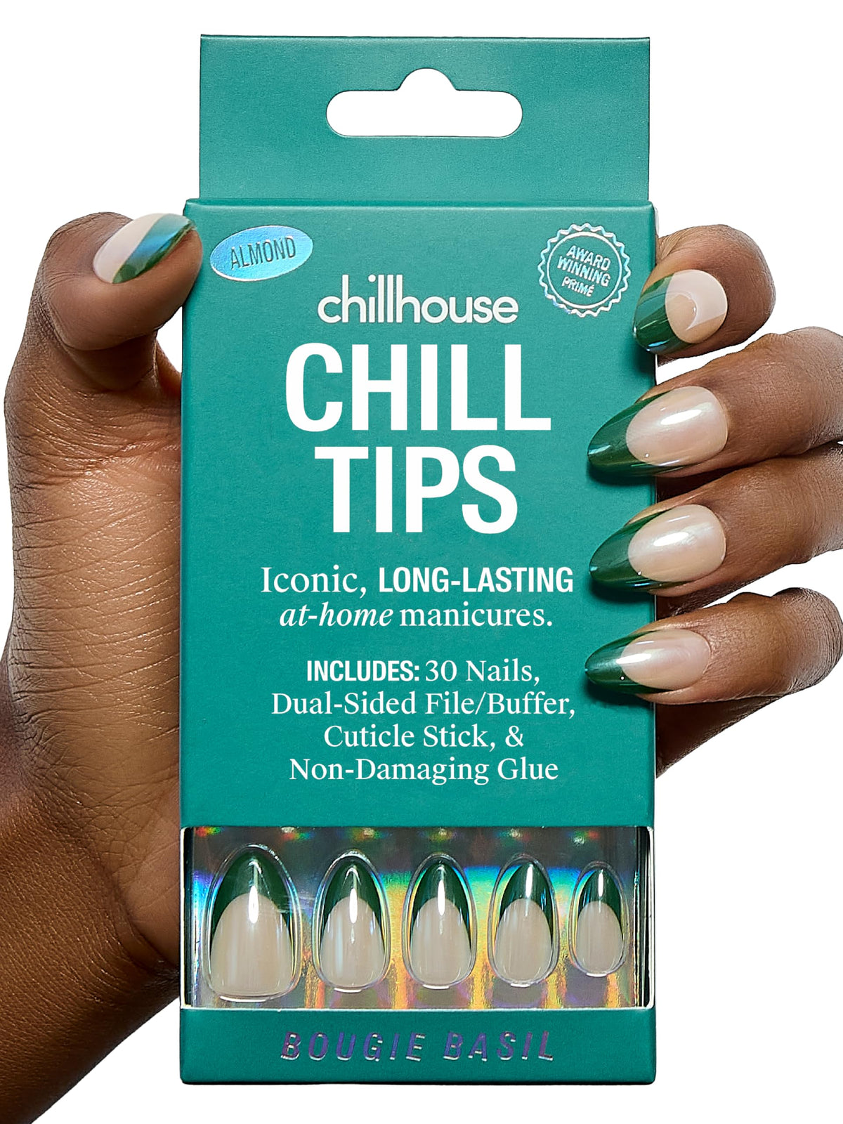 Chillhouse - Chill Tips, French Tip Press On Nails Kit - Going to the Barre (Oval) - 30 Nail Shapes & Sizes - 2 Weeks of Wear - Customizable Fit - French Manicure Kit - Women Owned, Beauty & Self Care