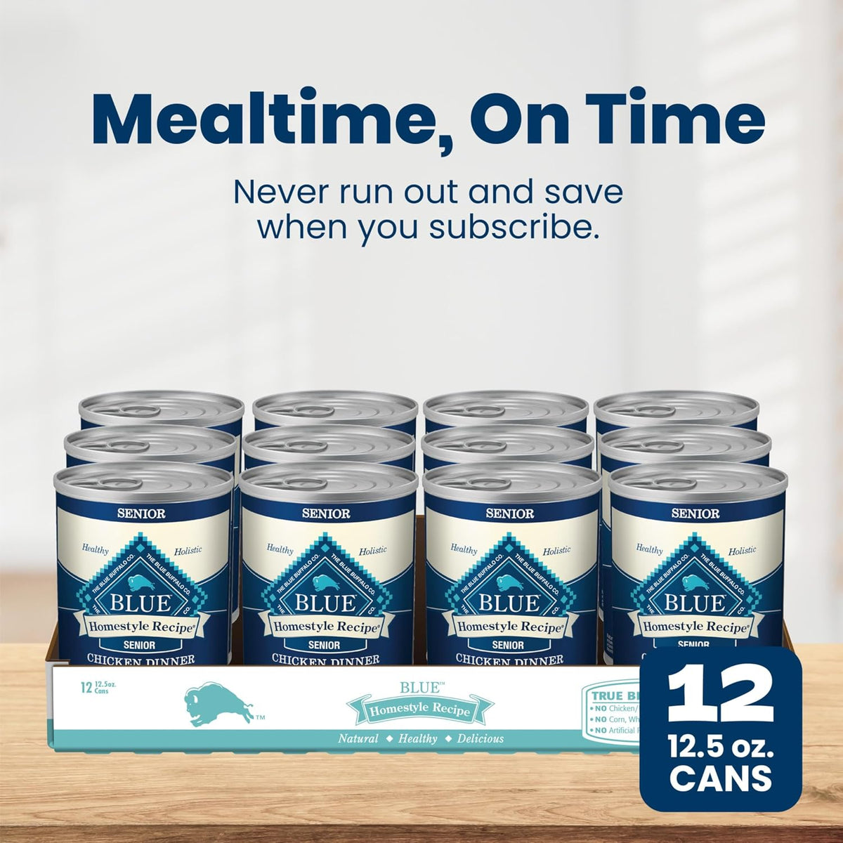 Blue Buffalo Homestyle Recipe Chicken & Vegetable Dinner Paté Natural Wet Dog Food for Senior 7+ Dogs, Made with Natural Ingredients, Vitamins & Minerals, 12.5-oz. Can (12 Count)