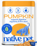 Native Pet Pumpkin for Dogs - Organic Dog Food Topper Powder - Promotes Firm Stools, Supports Digestive, Bowel Health & Nutrient Absorption - USDA Organic, Rich in Fiber with Real Pumpkin - 30 Scoops