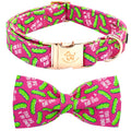 Fall Dog Collar with Bow, Black and Orange Print Fall Pet Collars Small